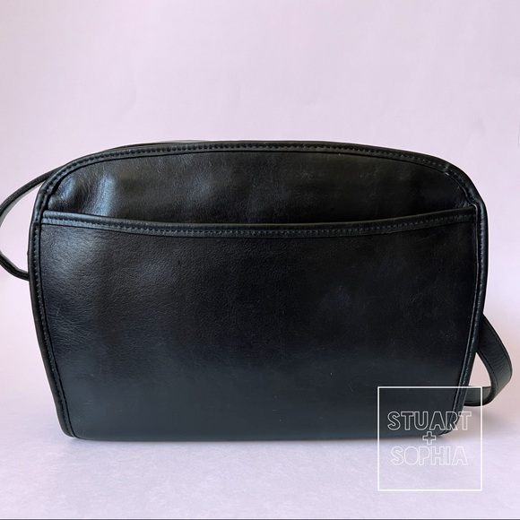Vintage 80s Coach Leather Brighton 9895 Bag Large Unlined Black Crossbody - Picture 4 of 10